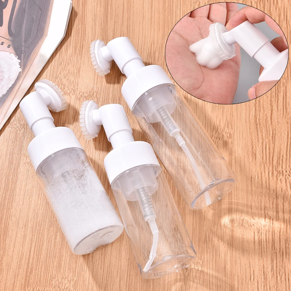 

Empty Soap Facial Cleanser Foaming Maker Refillable Bottle with Silicone Clean Brush Portable Facewashing Mousse Liquid Dispen