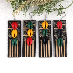 African Woman Rasta Wooden Earrings can mixed colors