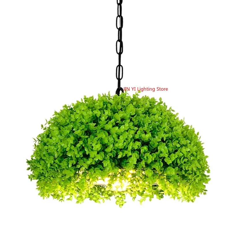 Imitation Plant Chandelier  For Restaurant And Bar Industrial Loft Decoration Retro Lighting Inner Cover Silver