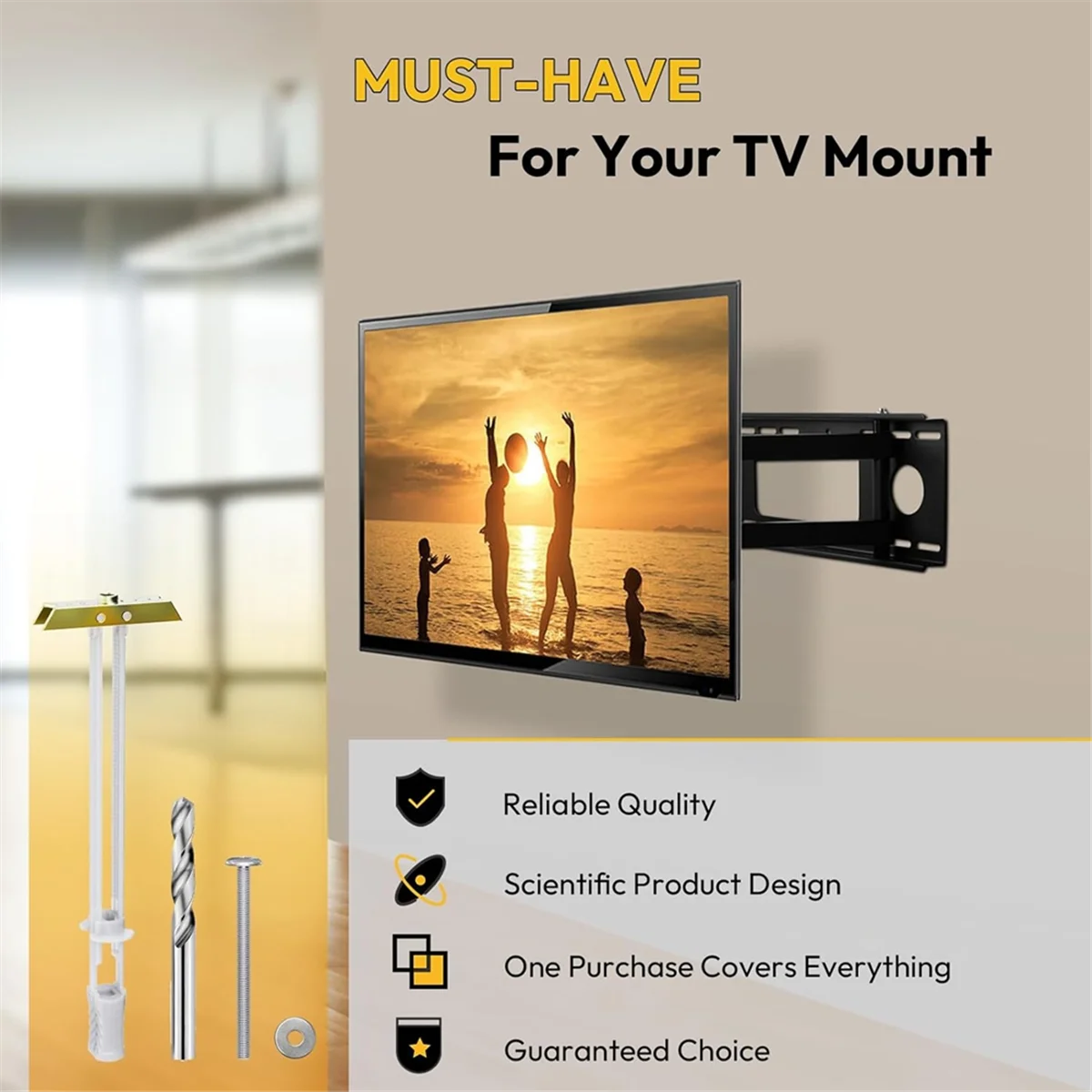 Kit dudukan TV kancing baja populer, Kit dudukan TV kancing logam untuk TV profil rendah & miring, jangkar untuk Kit dudukan TV Drywall