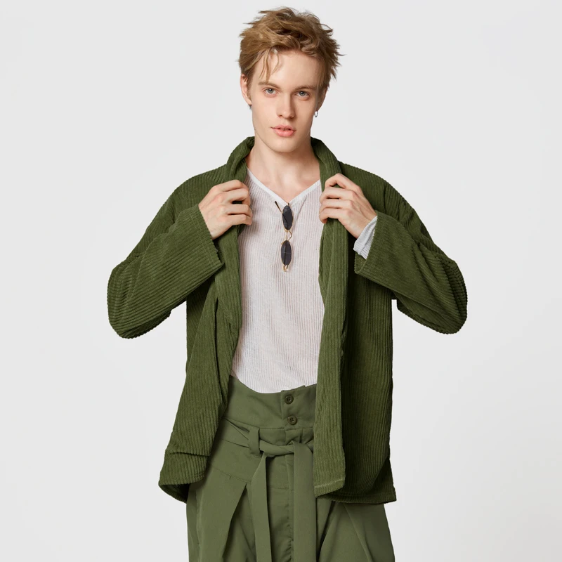 

INCERUN мужские повседневные кардиганы с длинными рукавами, осень 202, свободные модные кимоно в полоску с текстурой, однотонные элегантные простые свитера