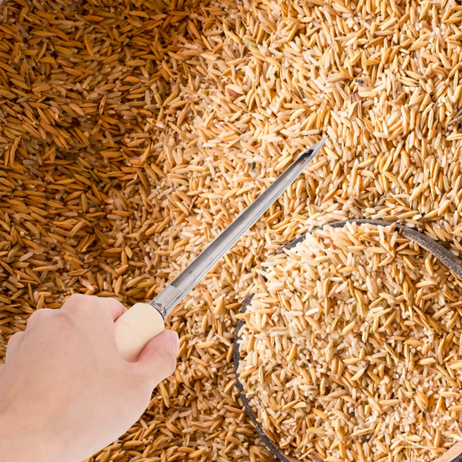 Sonda para Muestreo de Suelo y Granos, de Acero Inoxidable con Mango de Madera, Reutilizable, para Trigo, Maíz, Arroz, Cereales, Herramienta de Muestreo para Experimentos Agrícolas