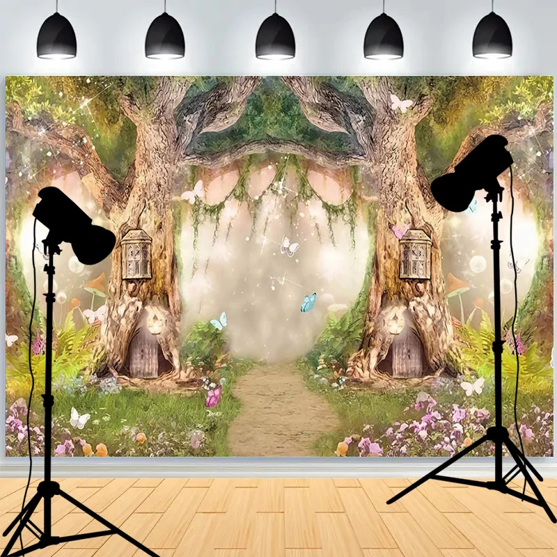 Castle Turret Ivy Cloud Wildflower Firefly Photography Background Enchanted Tree Rainbow Arch Brook Studio Backdrops AP-04
