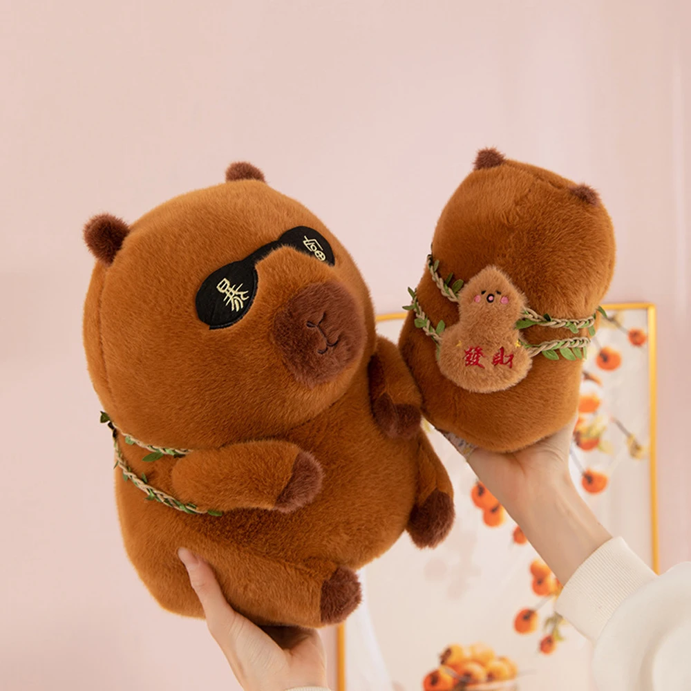 

Funny To Be Rich Capybara Plush Toy Gourd Backpack Soft Capybara Cotton Doll Animal Cute Capybara Stuffed Doll Room Decor