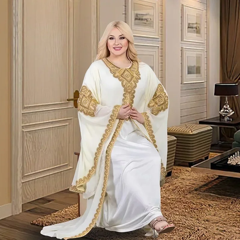 Caftano Dubai Abaya turchia abito lungo in Chiffon musulmano abbigliamento islamico abiti africani eleganti per le donne Boubou Robe Djellaba Femme