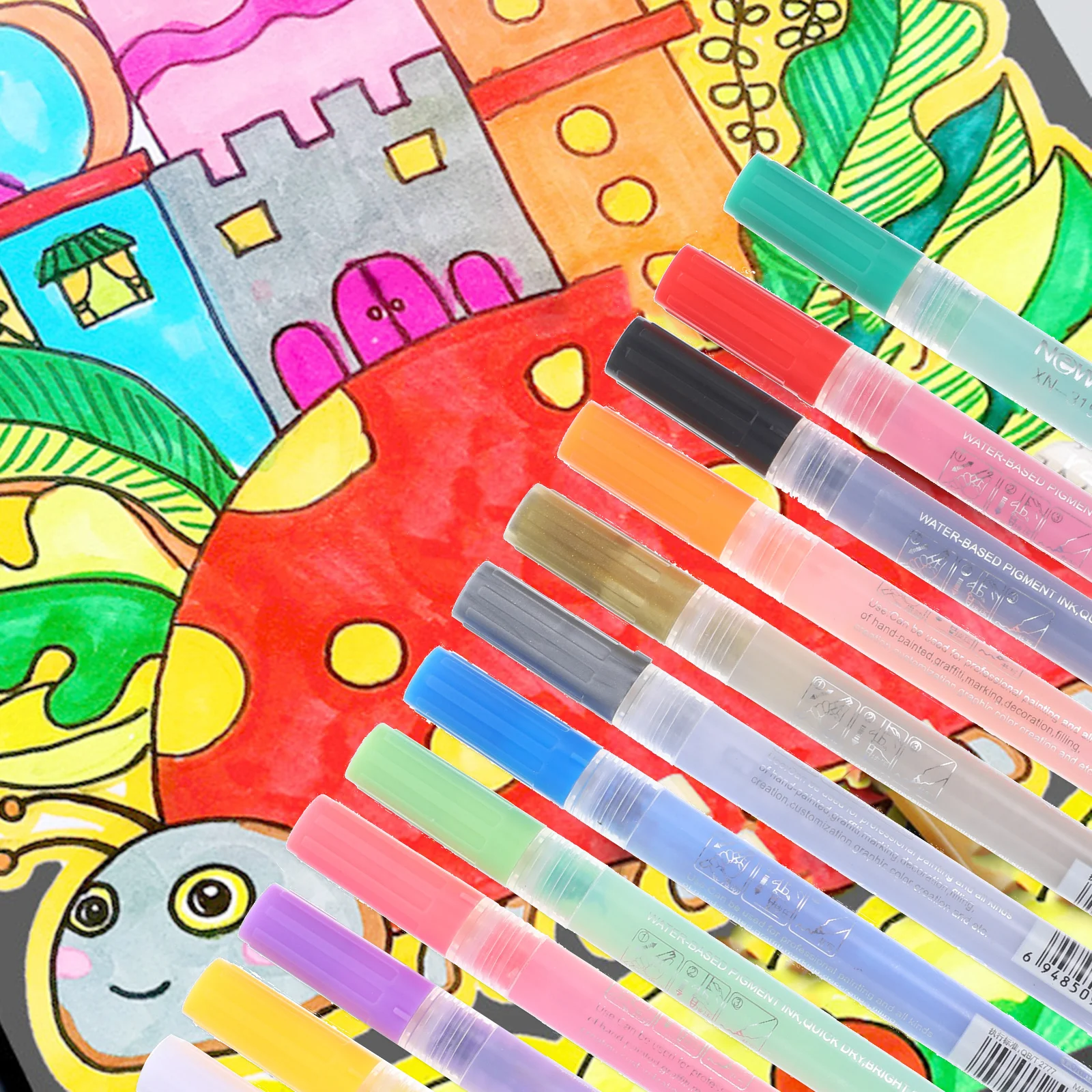 

12Pcs Colored Acrylic Paint Marker Pens for Drawing Painting Graffiti Sketch Illustration Art Paint Markers Graffiti Markers
