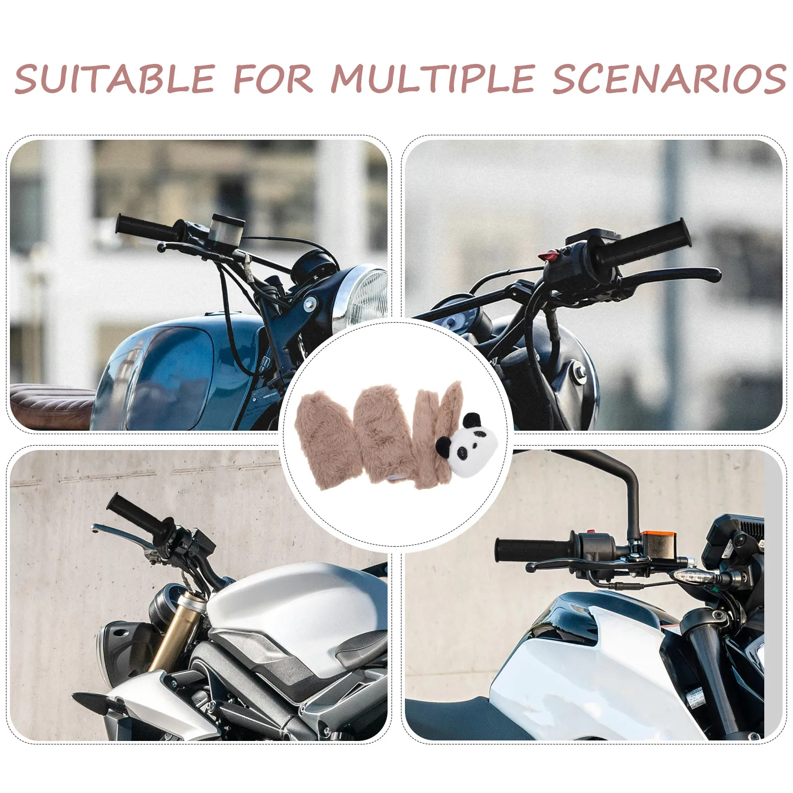 2Pcs Motorcycle Handle Covers Cute Cartoon Warm Anti Slip Grip Wraps Hand Grip Covers Motorbike Handle Protector