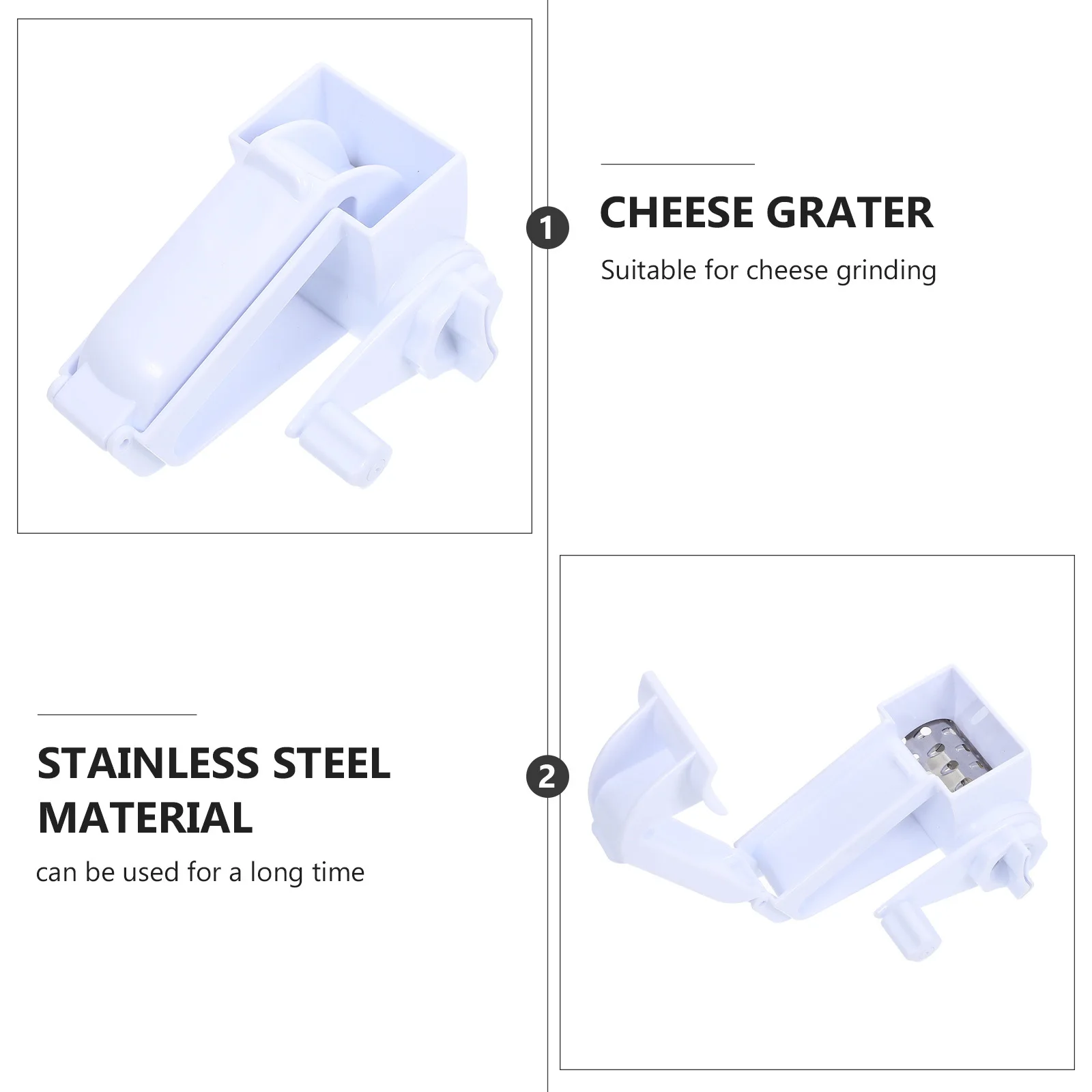 مجموعة واحدة من مبشرة الجبن المصنوعة من الفولاذ المقاوم للصدأ، أداة دوارة يدوية احترافية، مقبض PP، أداة مطبخ متعددة الأغراض سهلة التنظيف #5