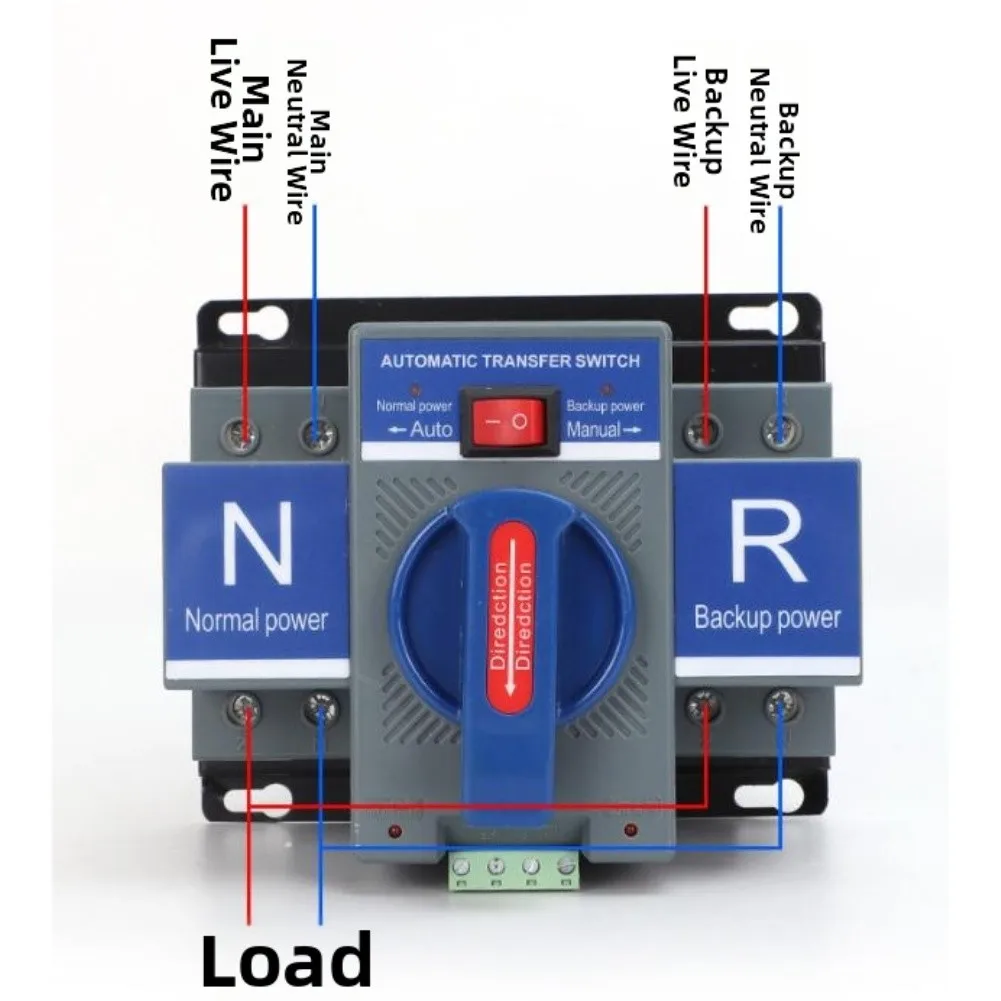 220V Blue 2P Dual Power Transfer Switch Auto/Manual Mode, Space-Saving Design For Factory & Industrial Backup