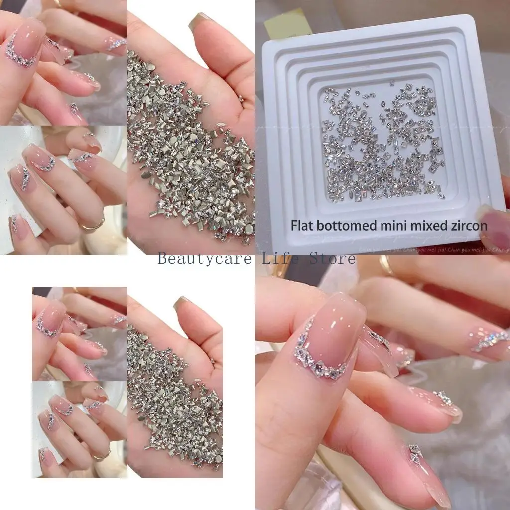 652C 50x Flat Bottom Rhinestones Nails Art Charms Irregular Shaped Crystal Nails Art Decorations for Women
