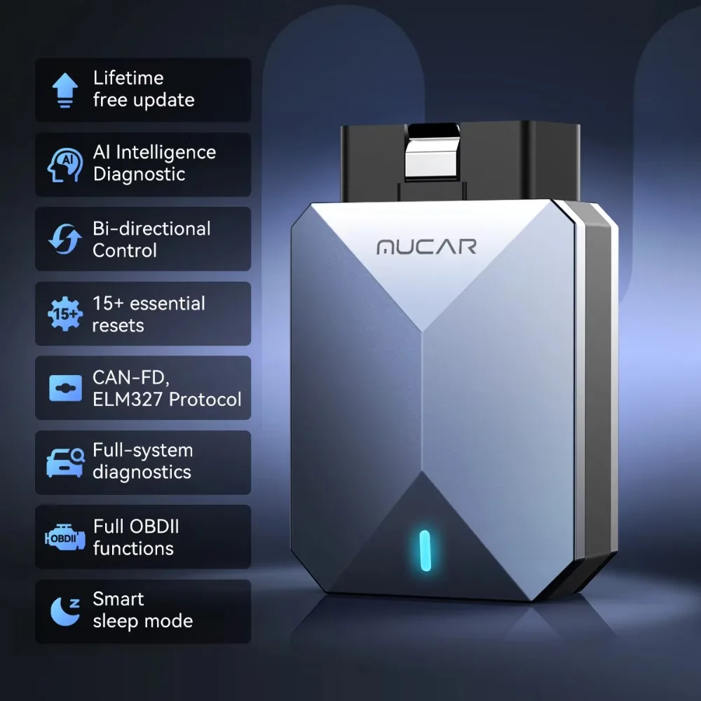 Ranlraka MUCAR BT200 MAX AI Diagnostic CANFD ELM327 Protocol Full System OBD2 Scanner 15 Reset Lifetime Free Update Car Scan