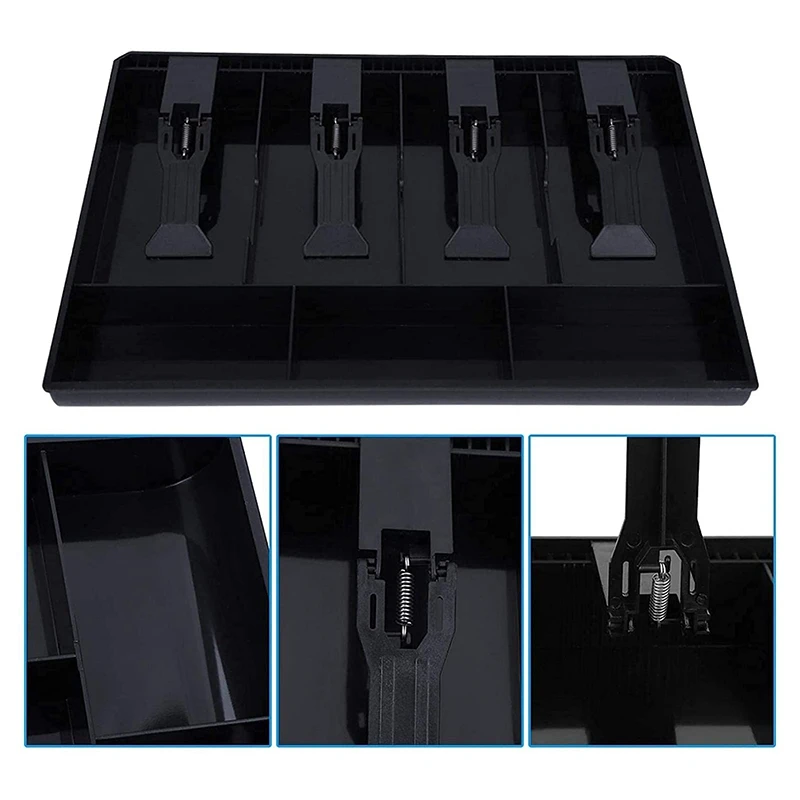 Cash Register Drawer - Cash Money Tray Replacement 4 Bill/3 Coin Cash Register Insert Tray,12.6 X 9.6 X 1.4Inch