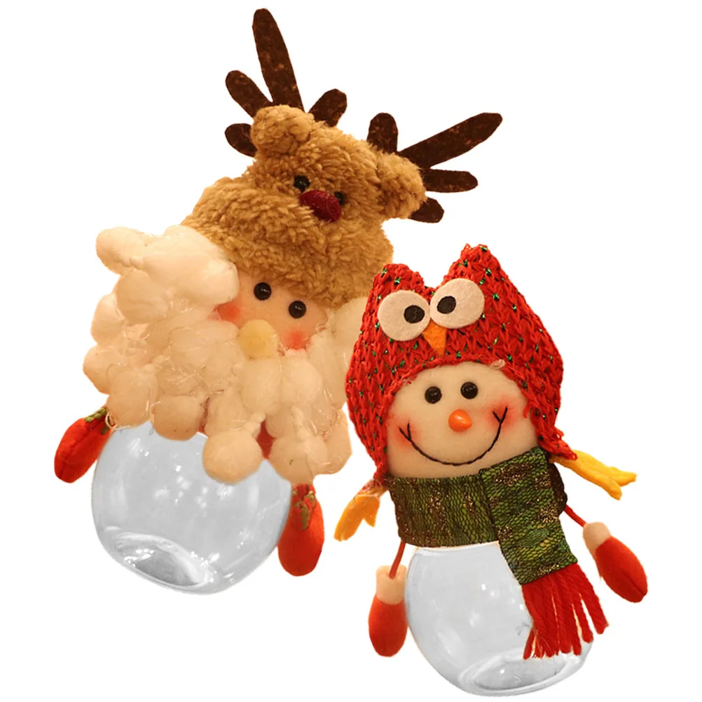 

2Pcs Christmas Candy Box Festive Snowman Santa Clause Design Reusable Candy Storage Container Party Supplies Xmas Theme Case
