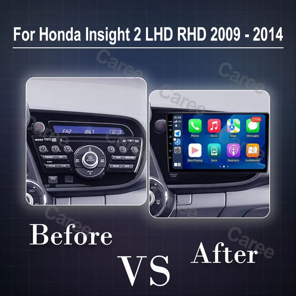 Car Android 15 Navigation GPS Radio Bluetooth Touch Screen Audio For Honda Insight 2 2009 - 2014 Carplay Auto Multimedia Player