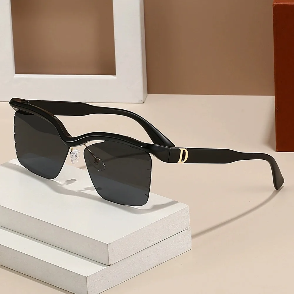

Half Frame Sunglasses Male Vintage Luxury Designer Small Sun Glasses Women Retro Black Pink Brown Sunglasses for Women Shades