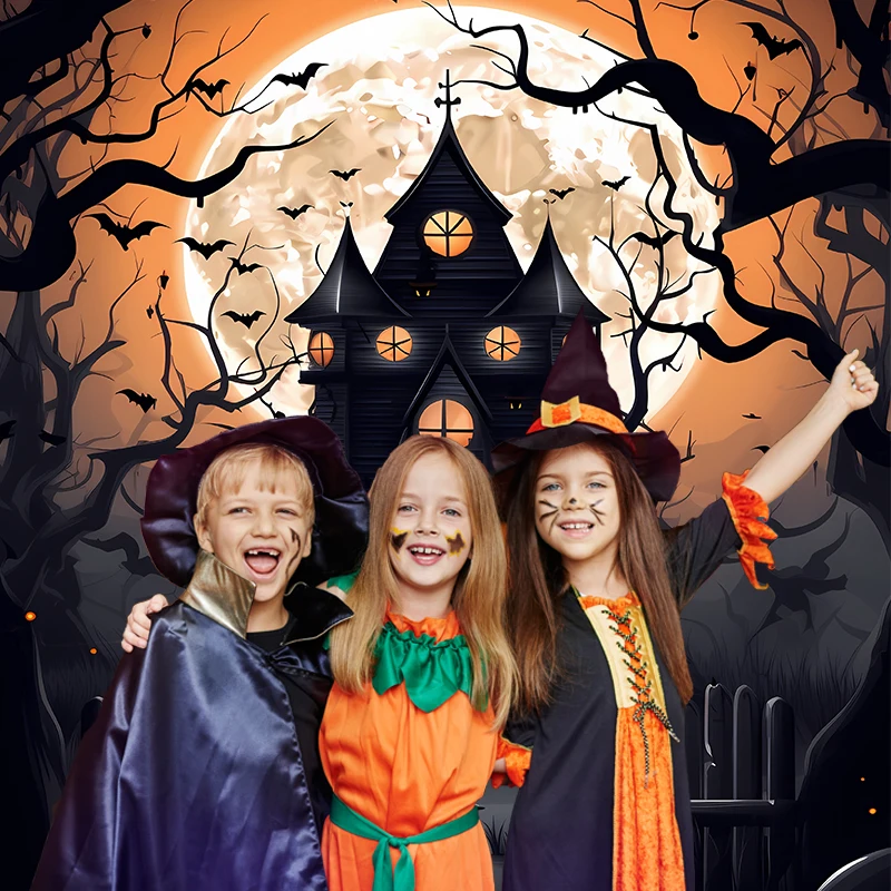 Beenle Halloween Photoshoot Background Horrible Night Forest Cemetery Tombstone Family Party Photo Backdrop for Photo Studio