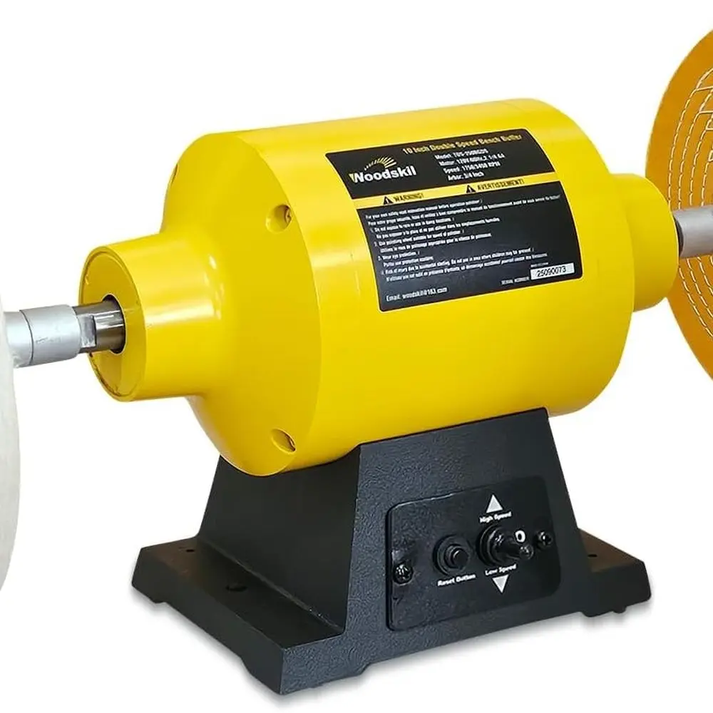

10 Inch Bench Buffer Polisher, Dual Speed 1750/3450RPM Electric Buffing Machine with Heavy Duty Cast Iron Based for Jewelry, Met