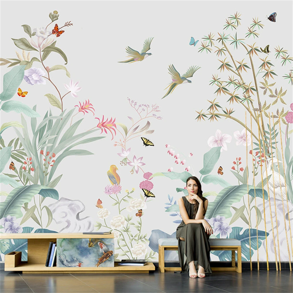 

custom American plant flower bird wallpapers for living room sofa TV background mual wall paper 3D Bedroom sofa home decorations