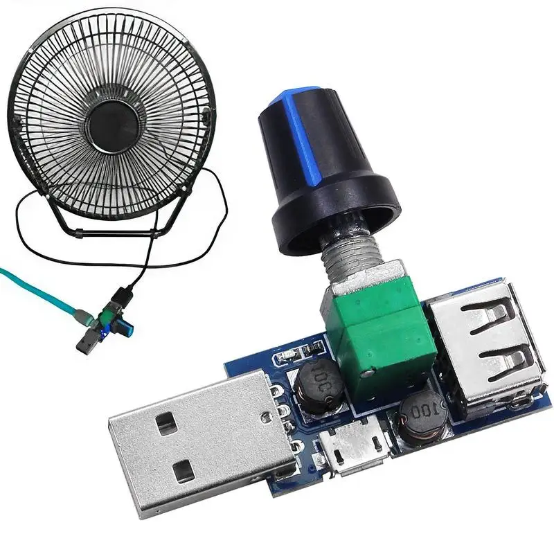 USB Fan Stepless Speed Controller 5W Regulator Speed Control Knob Multi Gear DC 4-12V To 2.5-8V USB Fan Governor With Switch