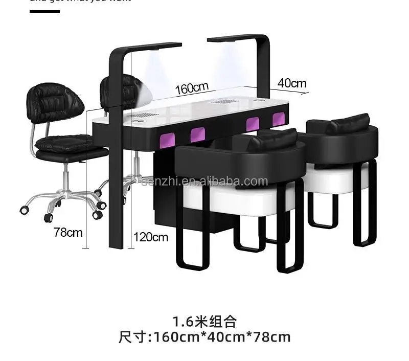 Modern luxury Factory custom Salon Furniture nail tech table and chair Beauty Manicure Table