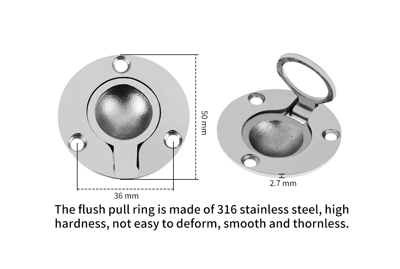 316 Stainless Steel Round Pull Ring Boat 50mm Round Hatch Flush Lift Ring Marine Accessories Pull Ring Lift Handle image 4