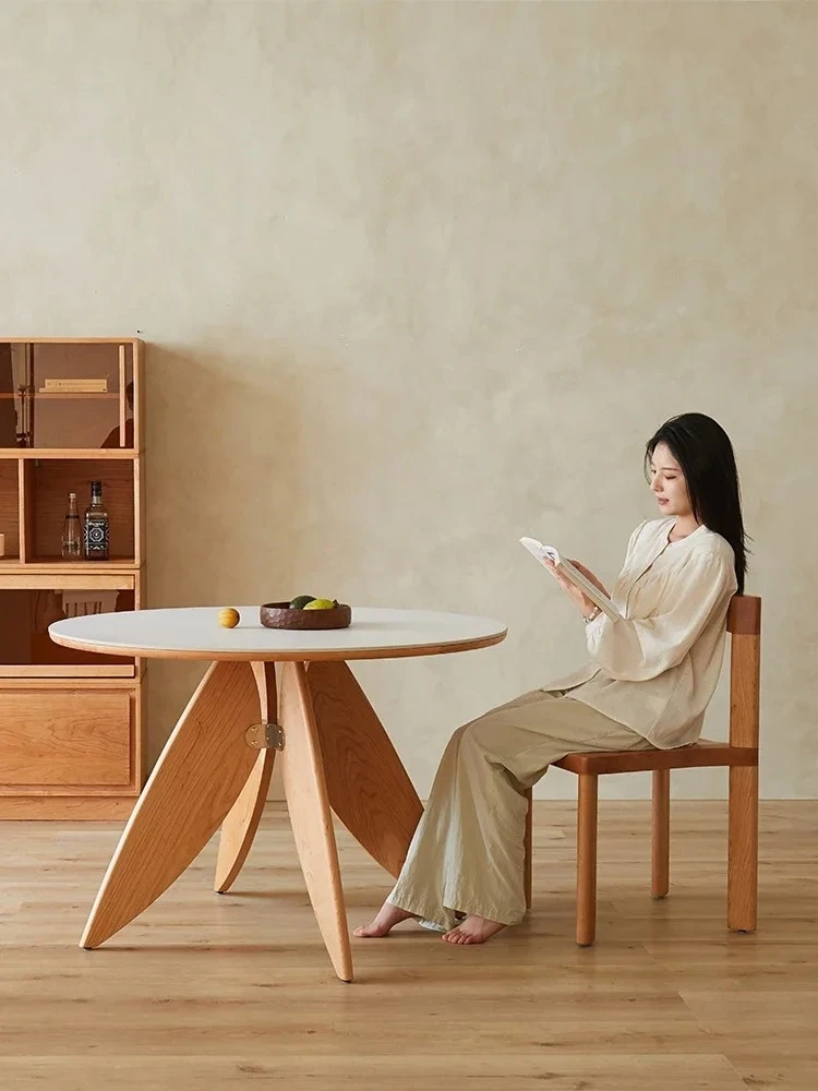 Tavolo rotondo Tavolo da pranzo rotondo nordico in legno massello semplice tavolo da pranzo retrò ristorante