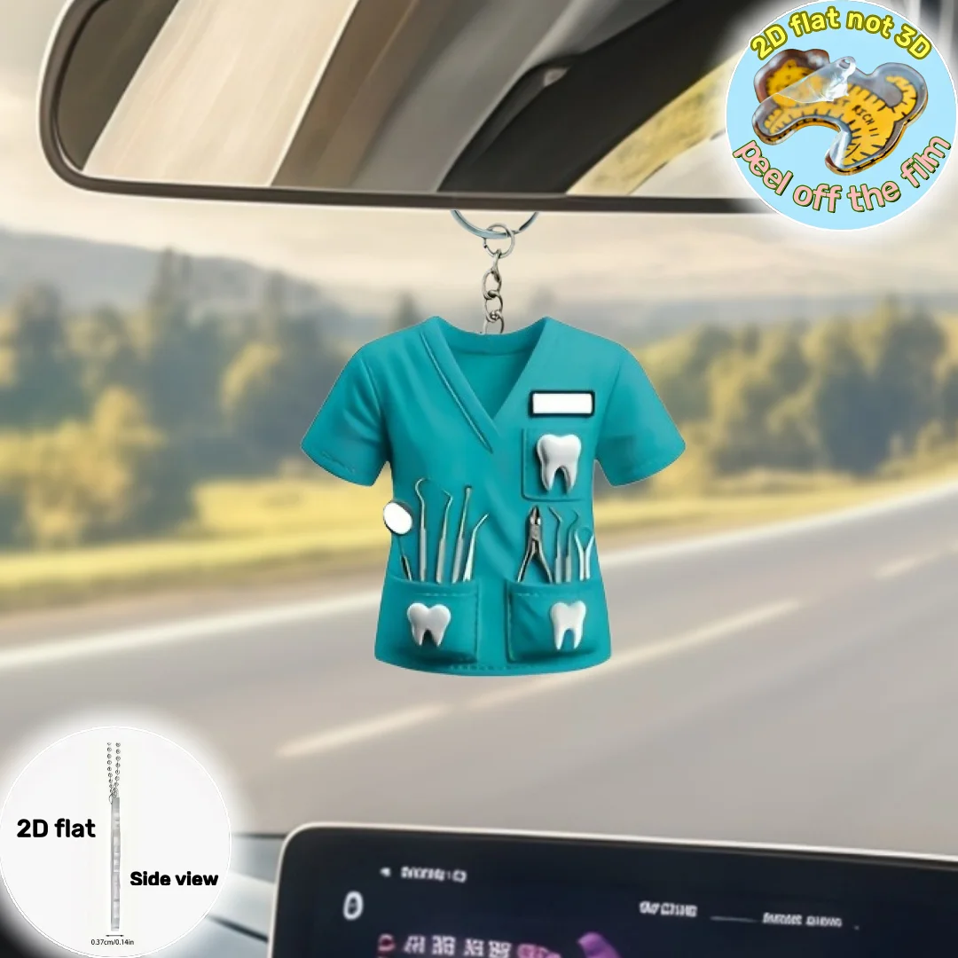 2D 시크한 치과 의사 코스튬 키체인, 의사 테마 펜던 - Packaging 리뷰 및 가격