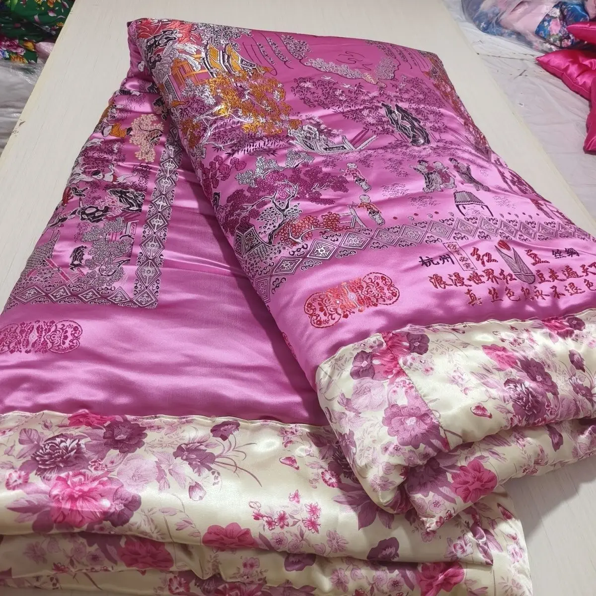 

Пододеяльник без хлопкового наполнителя, глянцевый атласный шелковый чехол с застежкой-молнией, покрывало с цветочным принтом, домашнее постельное белье, однотонное покрывало на кровать