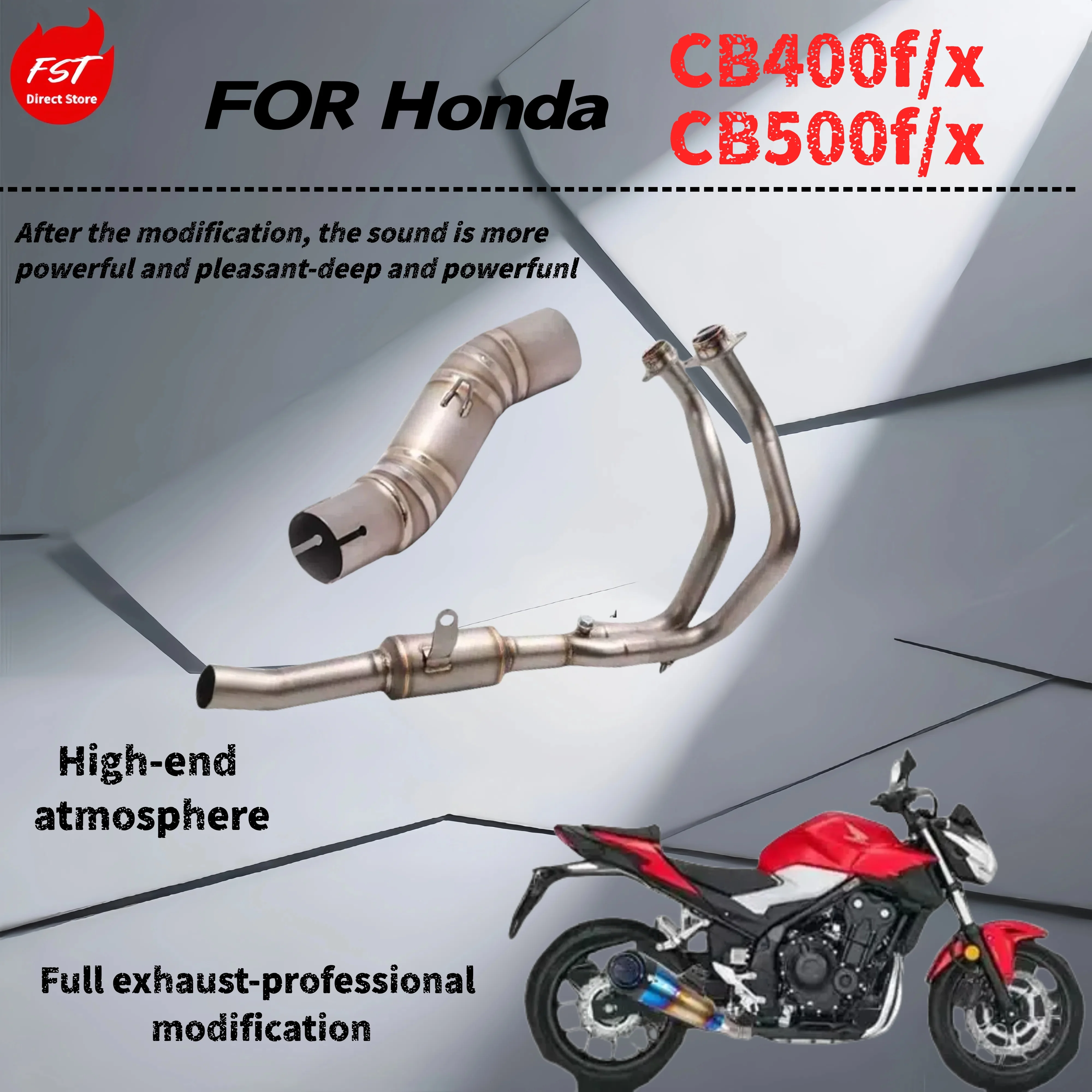 

For Honda CB400f 500f 400x 500x-Modified multi-stage exhaust pipe-The sound is deep, thick and powerful