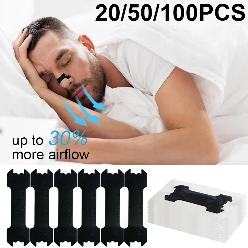 100/50/20PCS Black Nose Strips Extra Strength Nasal Strips for Adults and Children Better Sleep Non-Invasive Anti Snoring Strips