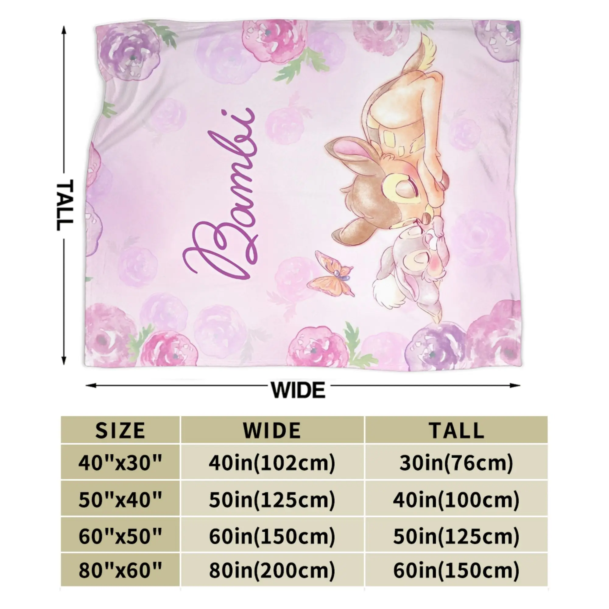 بامبي الأزهار غطاء بطانية الكرتون الغزلان الفانيلا رمي البطانيات طائرة السفر المحمولة فائقة النعومة الدافئة المفرش