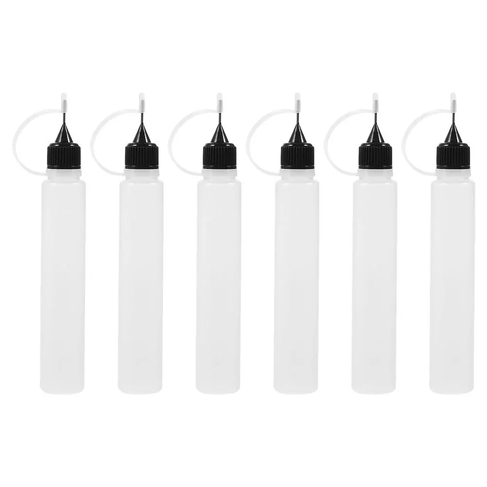 

6pcs Point Glue Bottle Tool Fine Tip Squeeze Plastic Dropper For Quilling Craft Painting Diy Refillable Liquid Dispenser