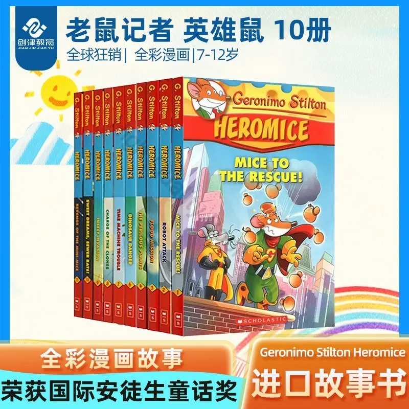 

10 Books Geronimo Stilton Heromice Original Picture Book Children Reading Young-Adult Novel English Comic Story Book