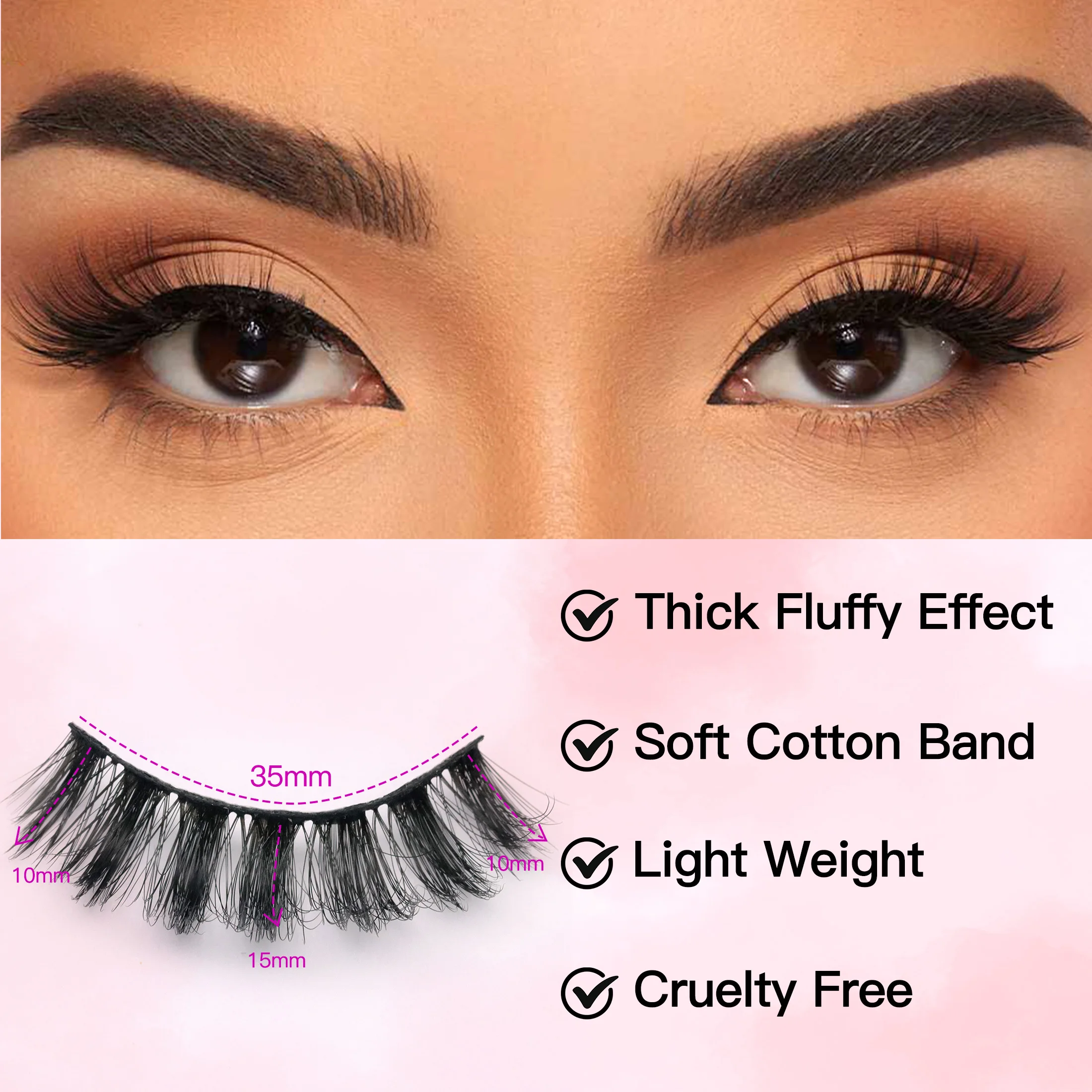 10쌍 6D 인조 속눈썹 풍성하고 부드러운 풀 두꺼운 속눈썹 연장 메이크업 인조 속눈썹 눈매 강화용