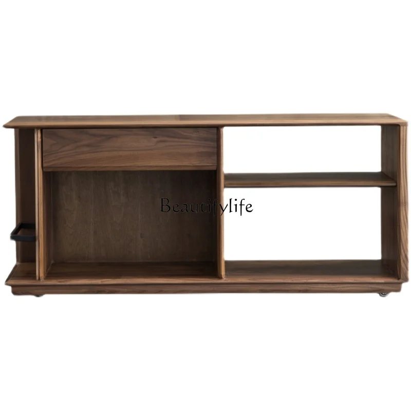 

North America Black Walnut Side Table Nordic Solid Wood Sofa Side Cabinet Simple Living Room Japanese Movable Corner Table