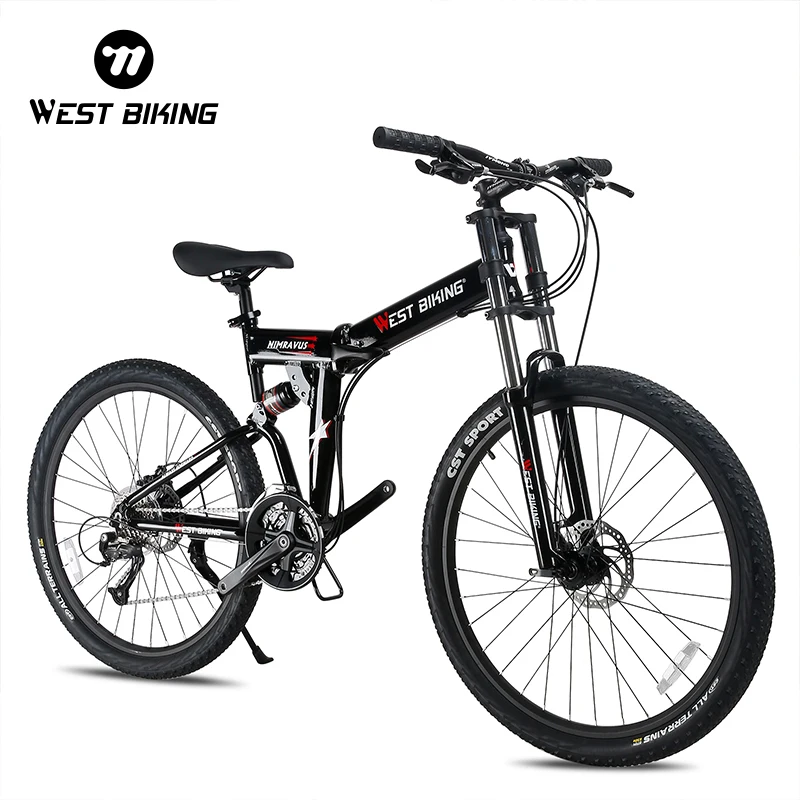 

WEST BIKING Foldable 27.5 Inch Mountain Bike 27 Speed Double Shock Absorption Men Cycling Mechanical Disc Brakes MTB Bicycle