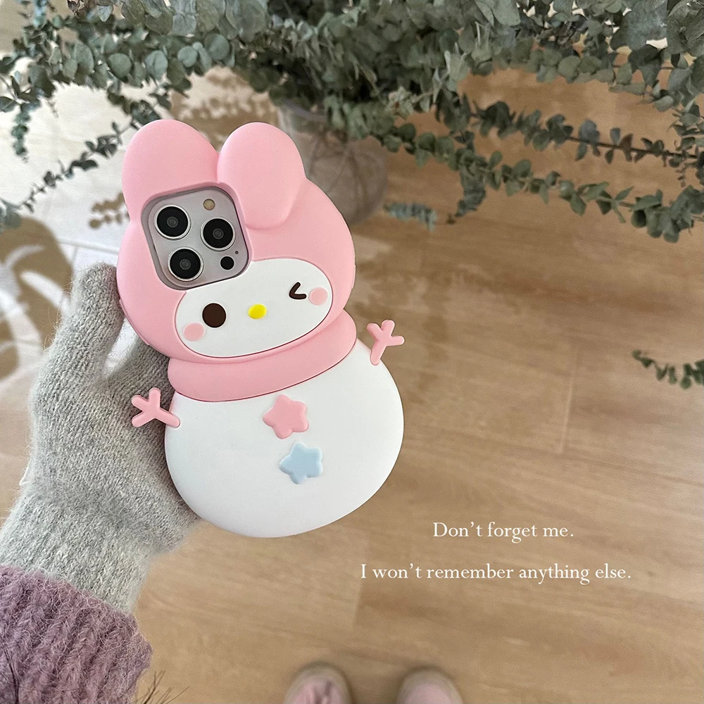 Snowman Hello kitty My Melody Phone Case for Apple iPhone 15 14 13 iPhone13 Pro Max 12 11 Silicon 3D Back Soft Cover