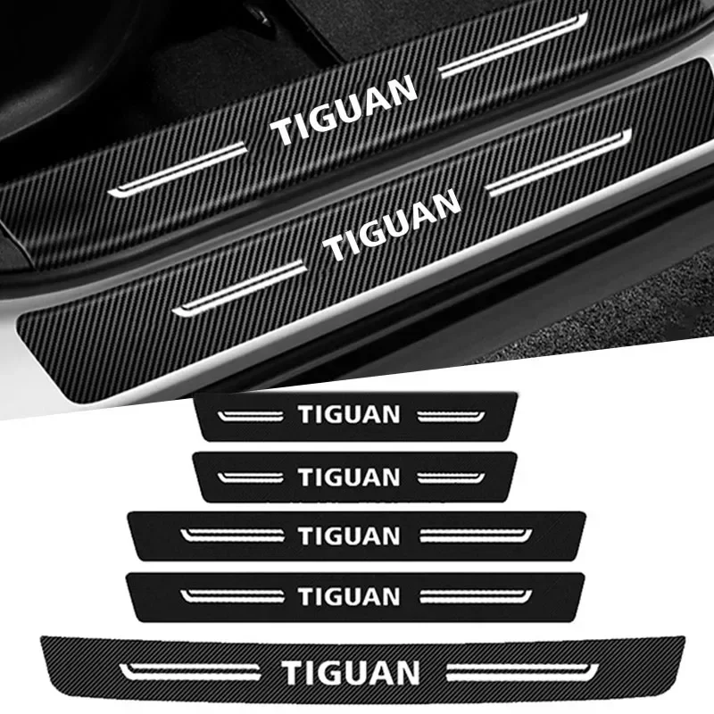 Car Front Rear Door Threshold Stickers Emblem for VW TIGUAN Logo Door Sill Scuff Plate Guard Decal Accessories