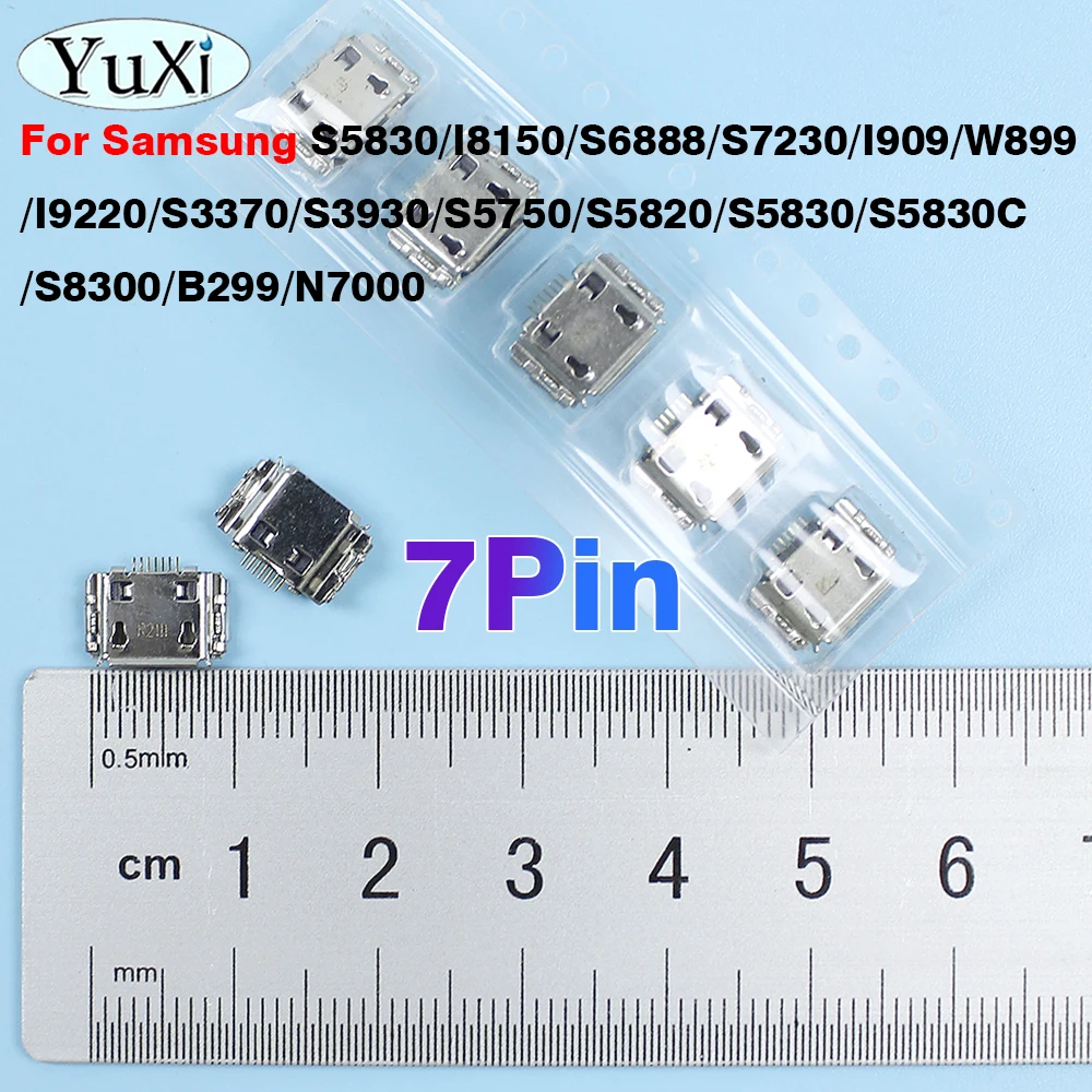 10Pcs 7Pin Micro USB Charging Connector Dock Jack Socket Plug Port For Samsung S5830 I8150 S6888 S7230 I909 W899 I9220 S3370