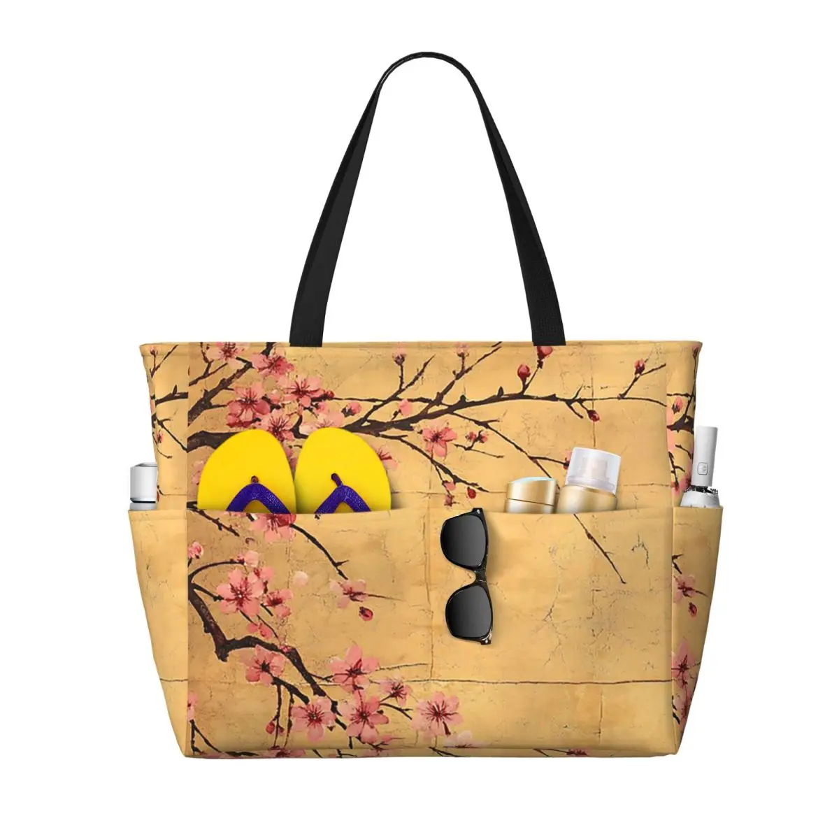 

Sakura Cherry Blossom Japanese Flowers Beach Tote Bag Sport Gym Yoga Duffle Large Tote Bag Women Travel Bag Fitness bag
