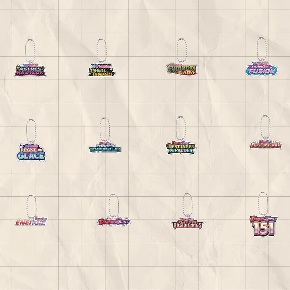 Para Pokemon Ptcg versión francesa Logo 151 llavero acrílico DIY dibujos animados hechos a sí mismas Linda mochila colgante adorno de regalo de Festival