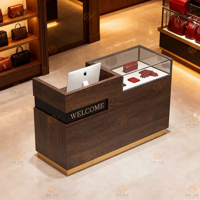 Shop small front desk with glass display cabinet store cashier jewelry counter integrated
