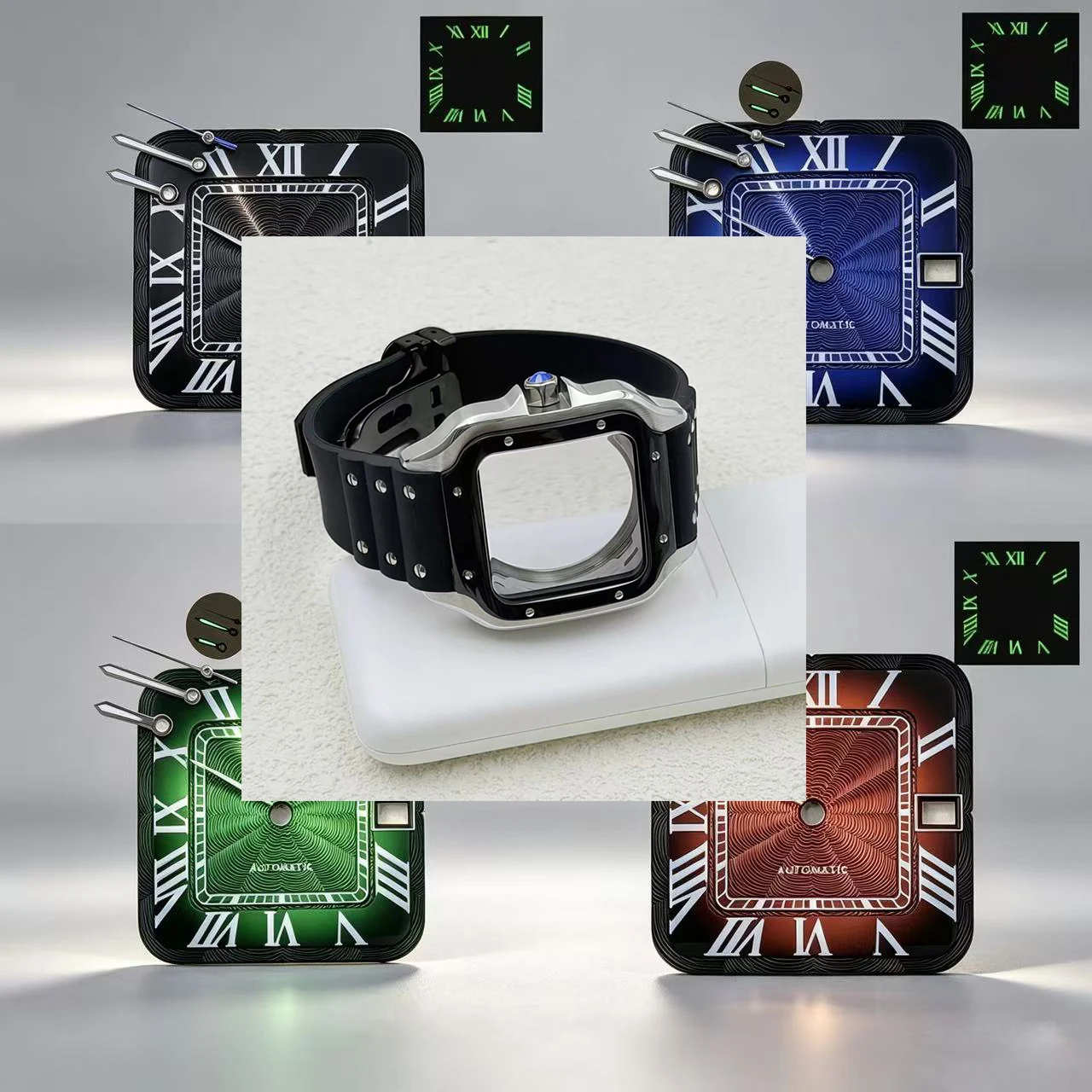 27mm Santos Square Roman Suitable For Arabic S Logo Dial 3 O'Clock Position S NH35 Automatic Movement S Logo Hot Dial Watch Case