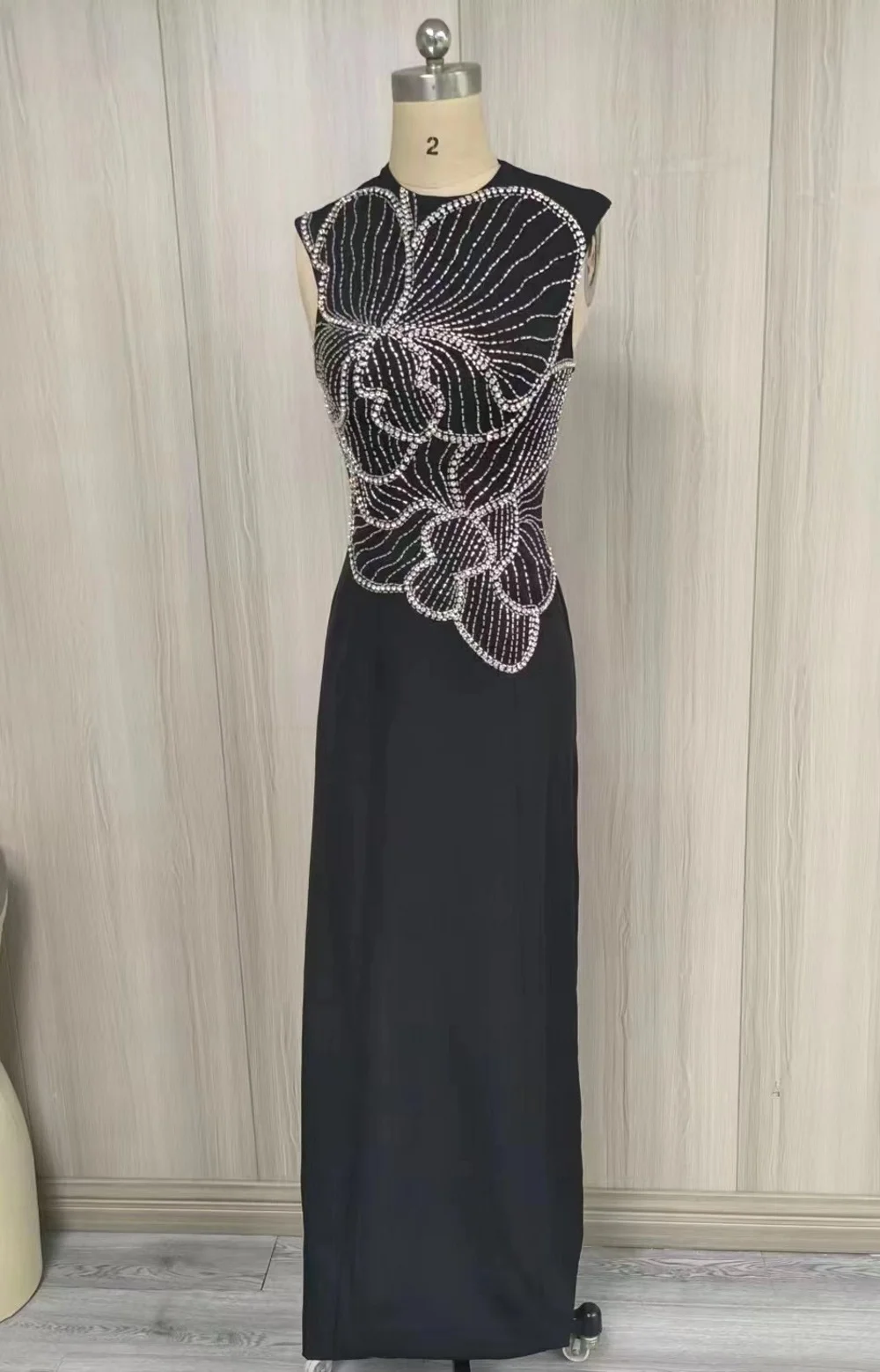 Vindal-Robe de soirée à col rond pour femme, longueur au sol, ligne A, soutien-gorge intégré, perlage, pansement élégant, fibre sexy, Arabie