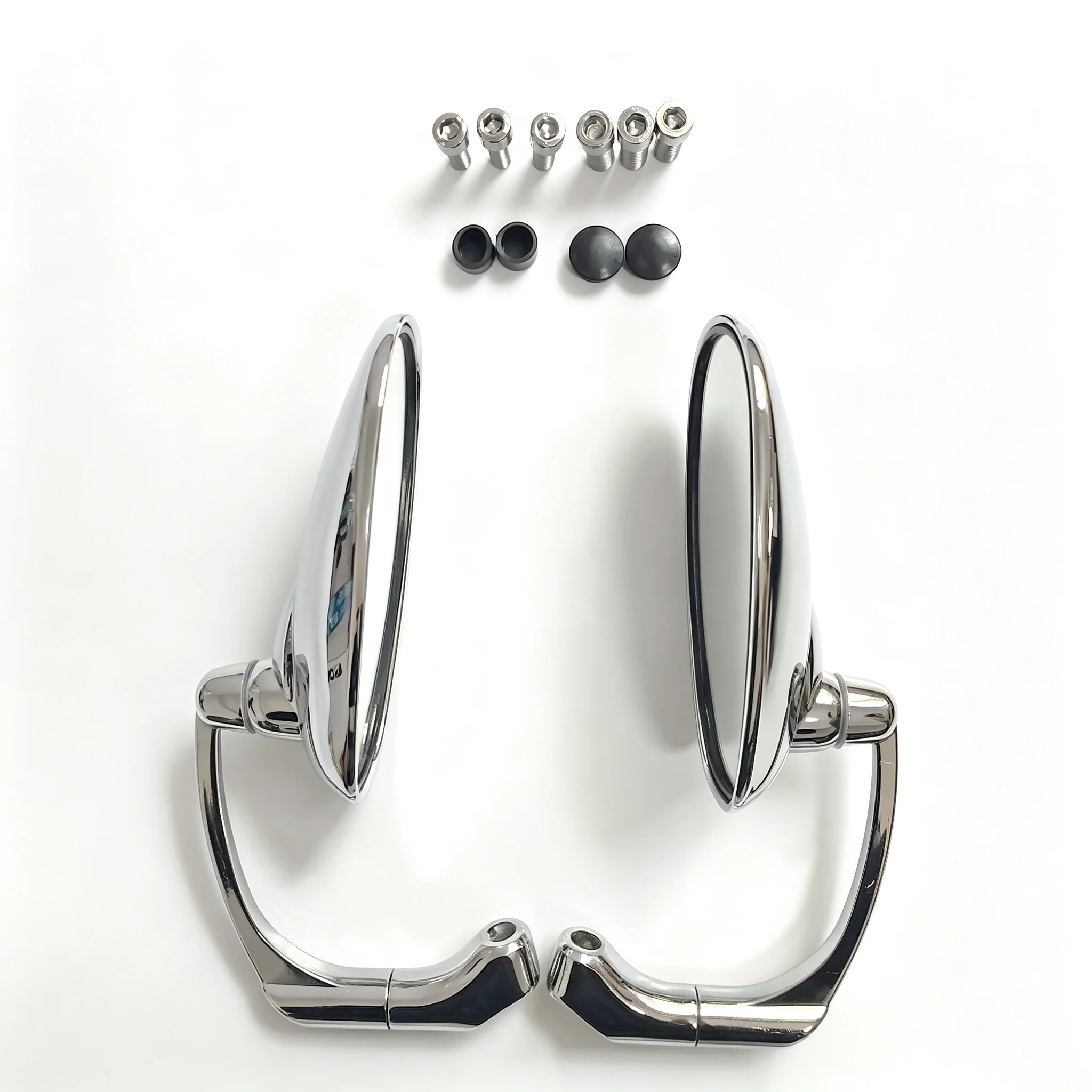 8mm 10mm Universal Motorcycle Side Mirrors, HD Clear Oval Rearview Mirrors, Electroplated Wide-Angle View for Scooter