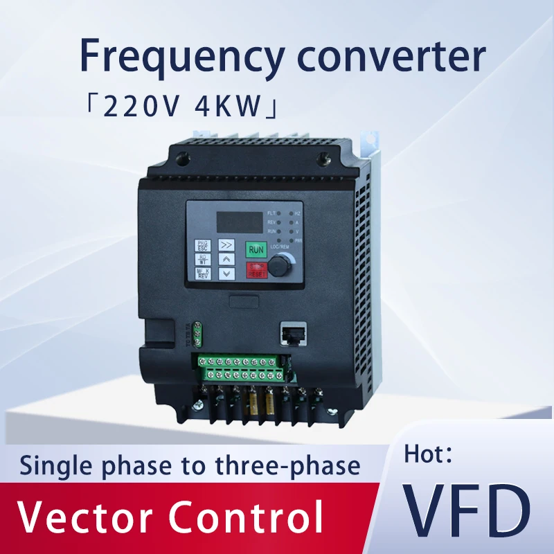 

220V VFD 4KW Variable Frequency Drive Converter 1phase 3phases Inverter Vector Motor Speed Controller