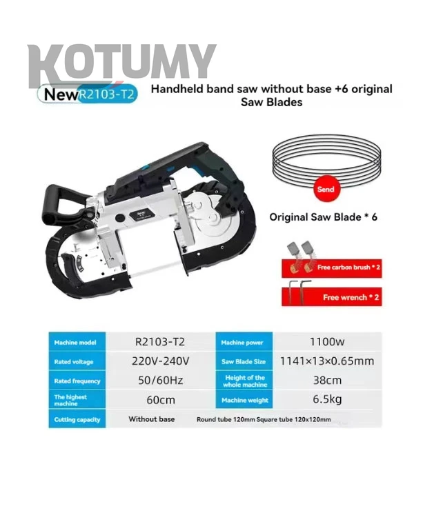 Portable 1100W Band Saw 45 Degree Adjustable Handheld  Multifunctional For Metal Solid Wood Pipe