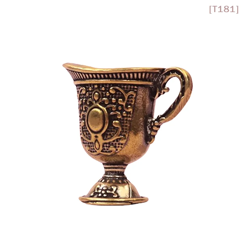[E] Antique Small Copperware  Tea Set Copper Teacup Brass Keychain Pendant Home Living Room Decoration Crafts Gift