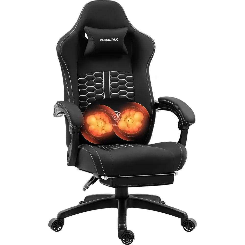 

Gaming Chair with Heated Massage Lumbar Support, Ergonomic Gaming Computer Chairs with Footrest and Pocket Spring Cushion