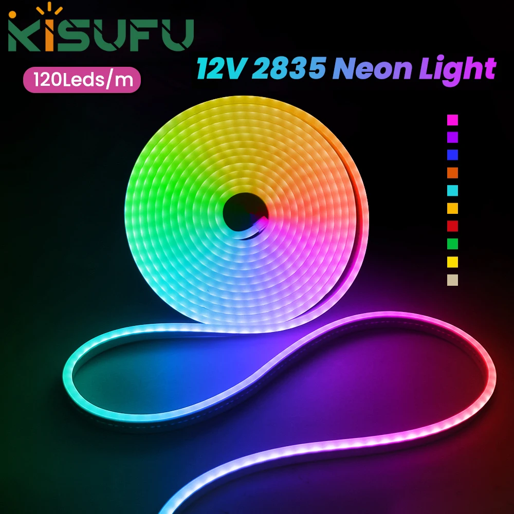 DC12V LED Neon Strip Rope Lights 2835 120LEDs/m Waterproof 6X12mm flexible Neon Tape Silicone Lamp 5M 3M 1M 9 Colors Home Decor